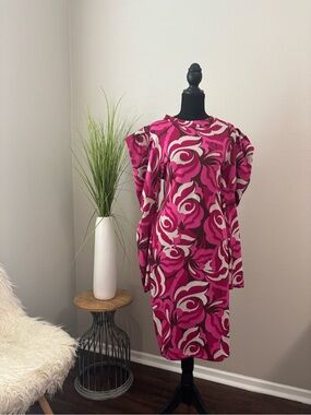 Bold Floral Pink Shift Dress